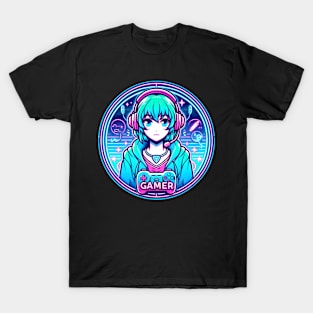 Neon gamer girl Manga style T-Shirt